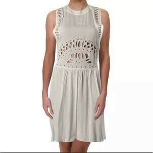 Aqua Sundress Swim Coverup White Eyelet Lace Sexy Open Weave Crochet Size S